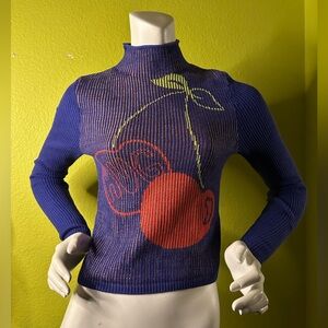 BDG Blue Cropped Cherry Turtleneck Sweater
